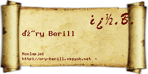 Őry Berill névjegykártya
